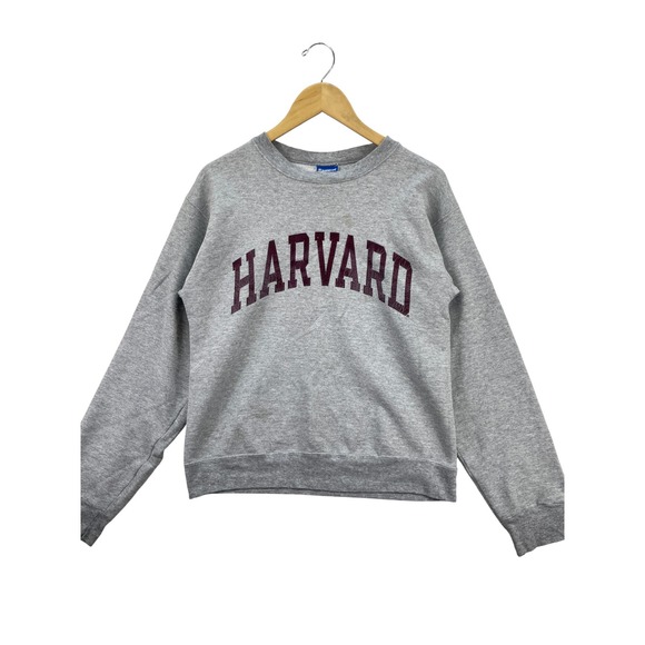 Champion Harvard Sweatshirt Crewneck Women's Size S Gray Collegiate Graphic - Picture 1 of 11